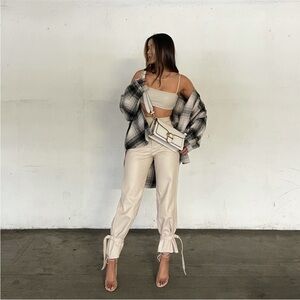 Fashion Nova faux leather beige set